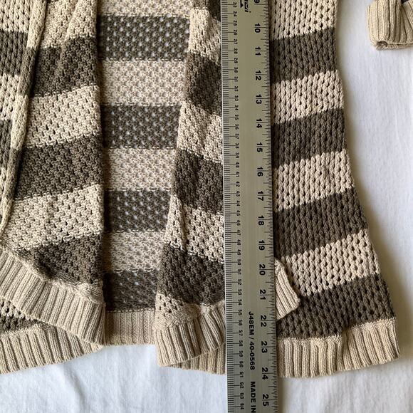 Xhilaration Women Cardigan size S Open Front Mock Knit Stripes Gray & Beige - Picture 4 of 8